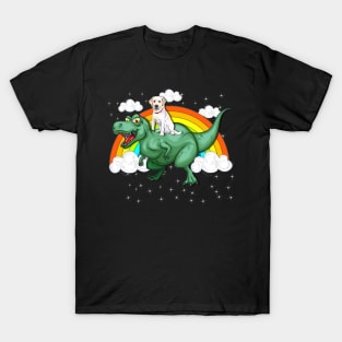 T Rex Dinosaur Riding Labrador Dog T-Shirt